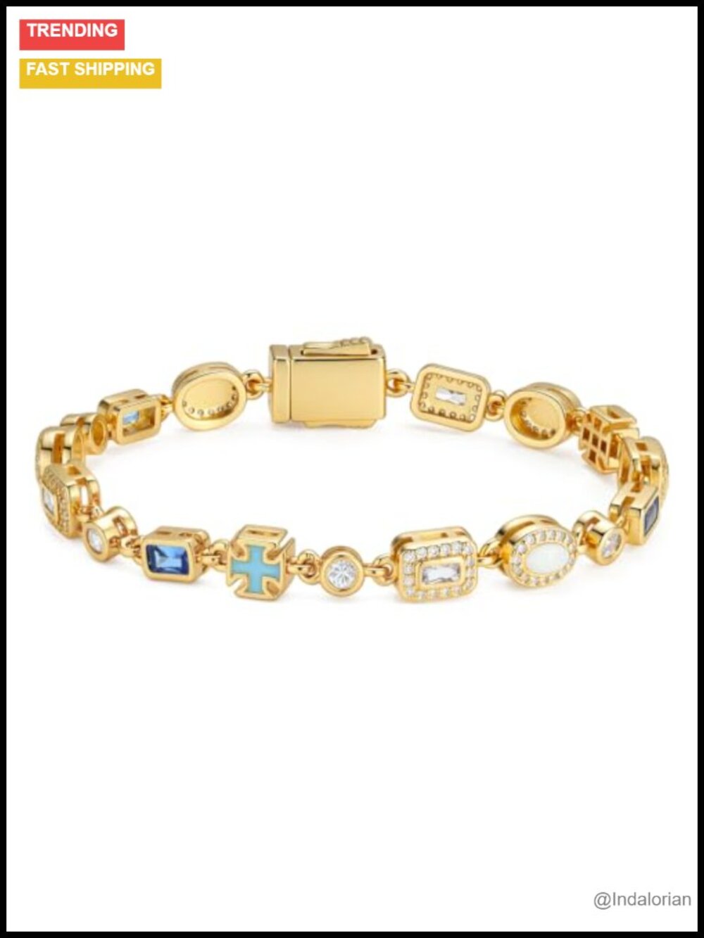 18K Gold Plated Tennis Bracelet AAAAA Cubic Zirconia 6 mm 8 in